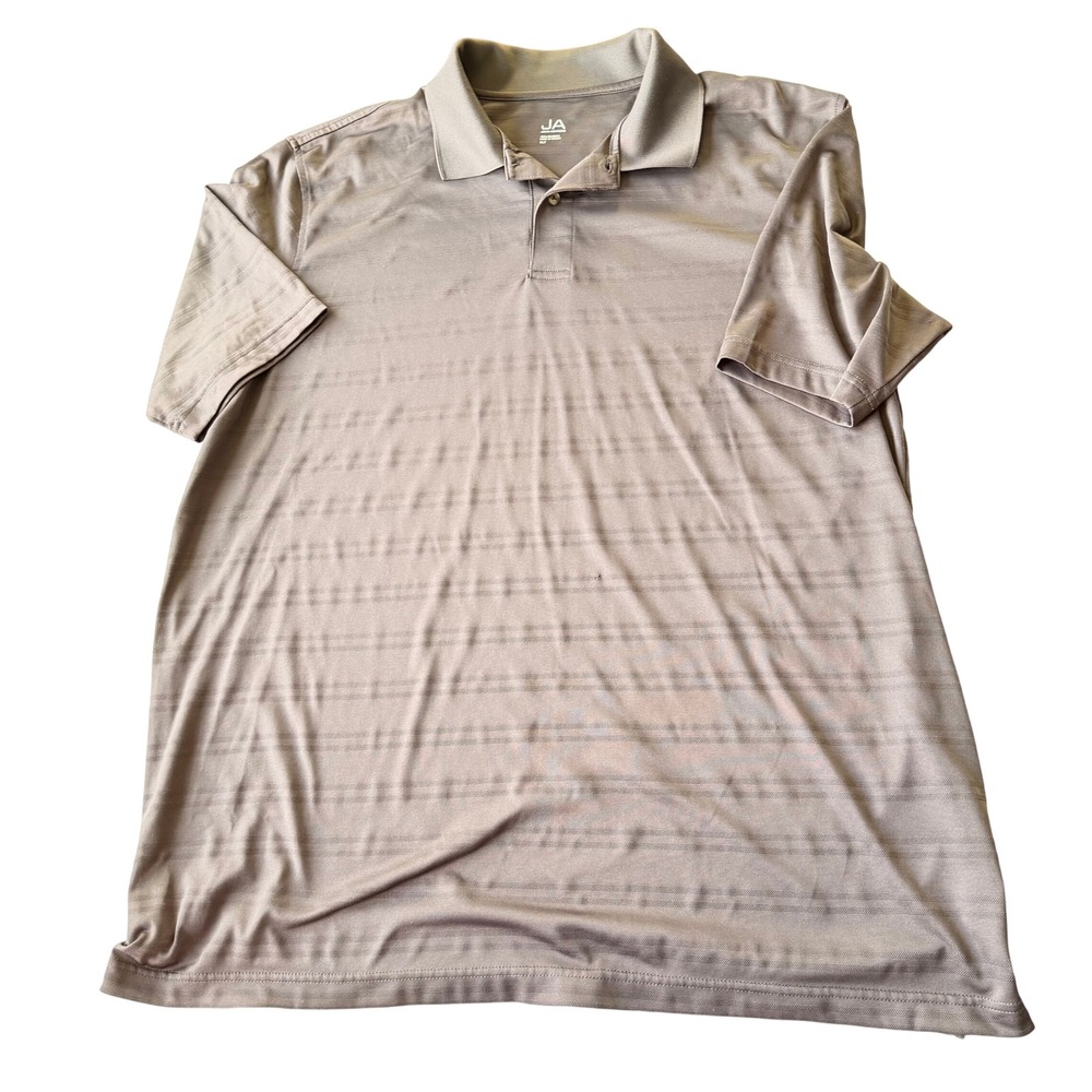 John Ashford Mens Striped Performance Polo Shirt Gray XLT Short Sleeve‎ DadCore